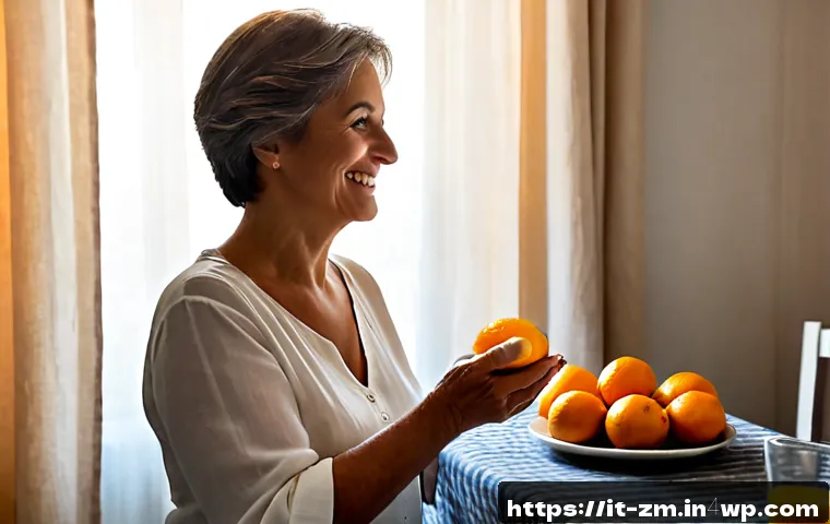 Home 14 일상 미학을 살리는 감정 표현 기법 - Photorealistic Italian apartment kitchen at golden morning light, a middle-aged woman quietly expres...